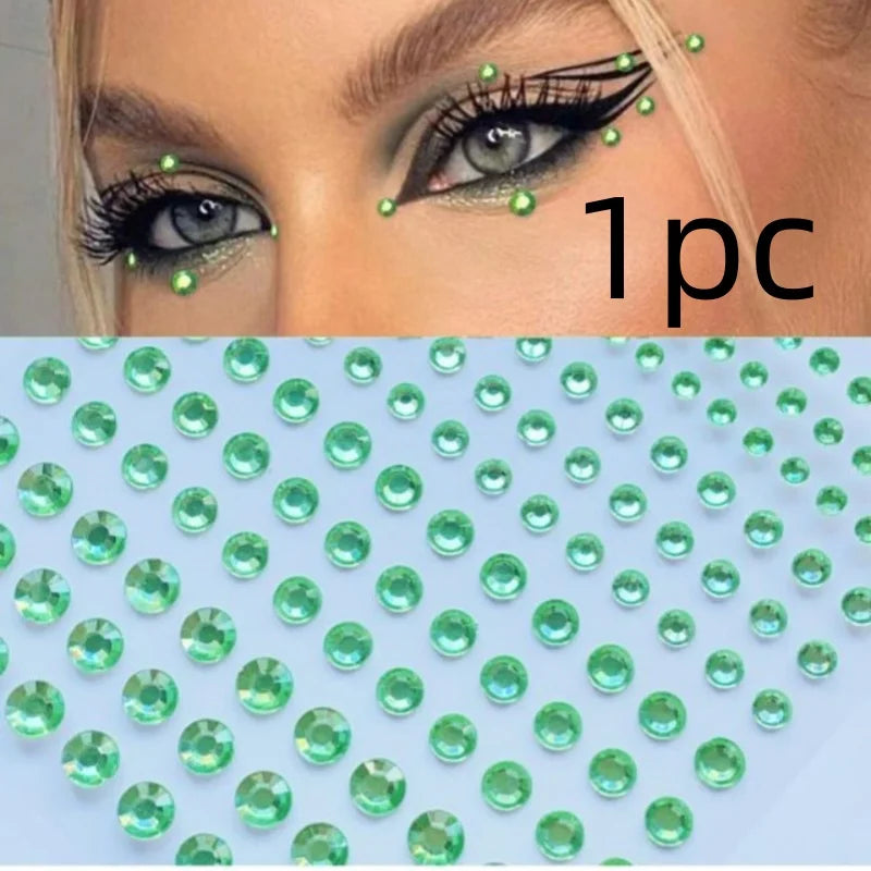 3D Diamond & Pearl Makeup Stickers – Colorful Sparkle for Eyes & Face Festival Glam