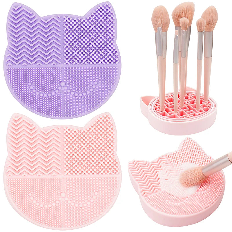 Makeup Brush Cleaning Board with Storage Box – Silicone Tool