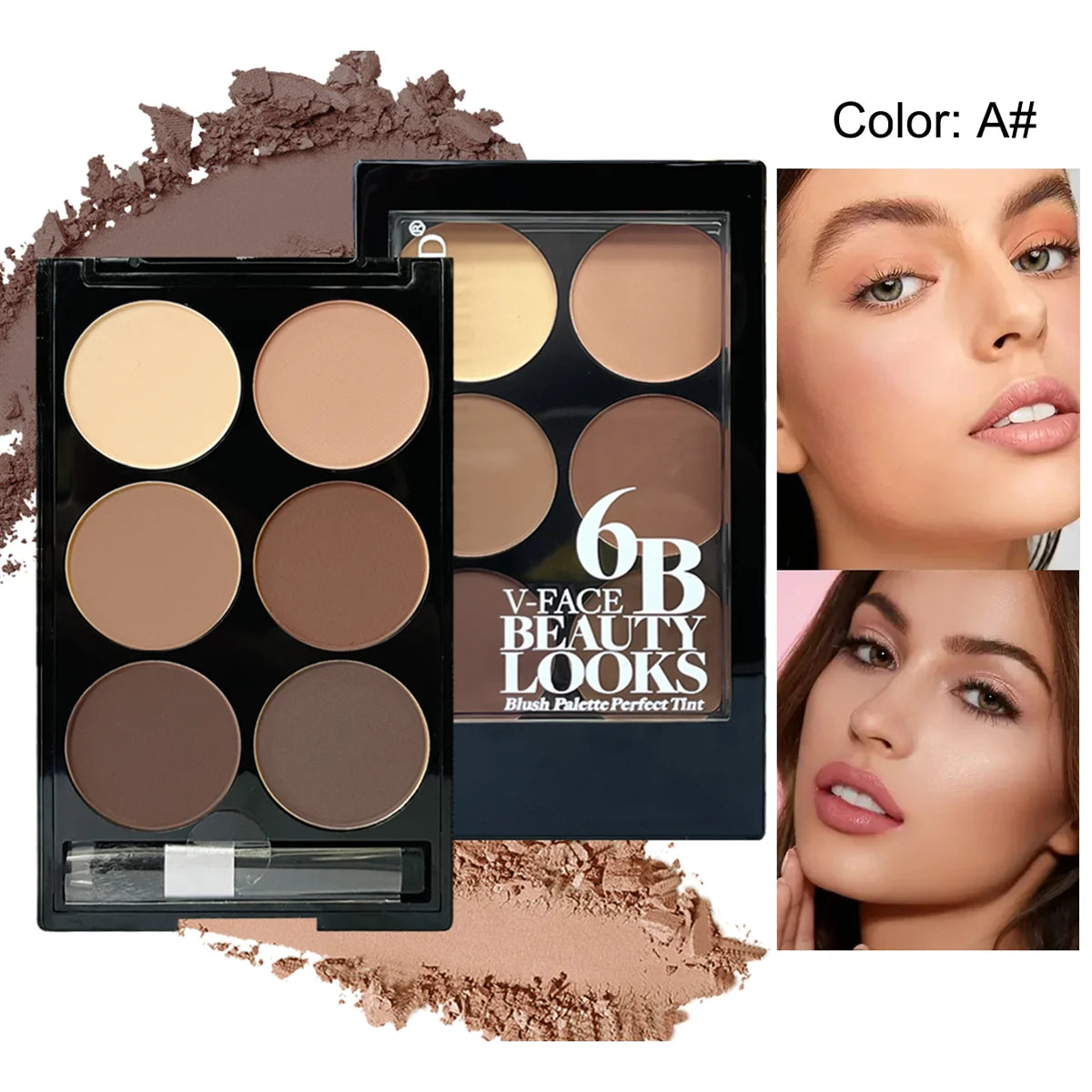 6-Color Contour & Highlight Palette with Brush – Face Sculpting Kit