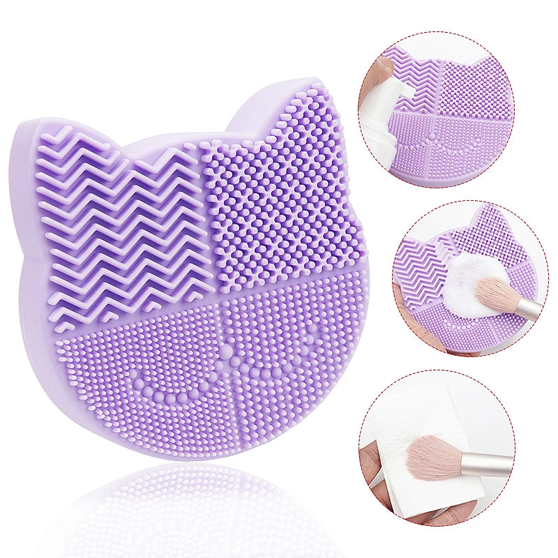 Makeup Brush Cleaning Board with Storage Box – Silicone Tool