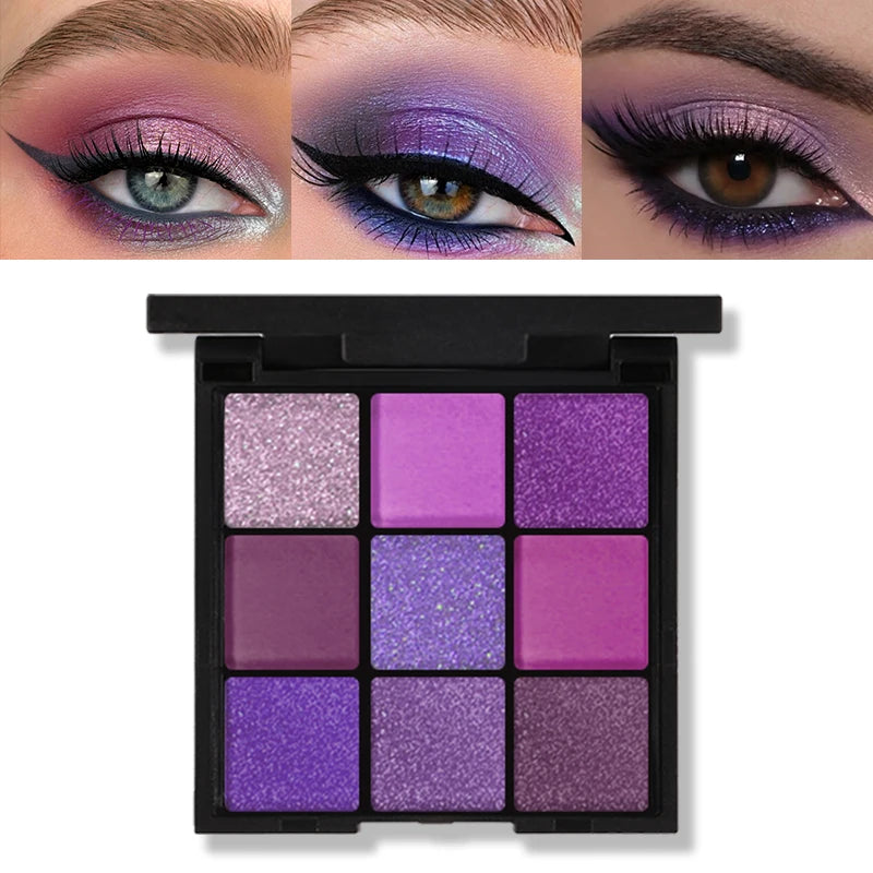 Shimmer & Shine All Day! 9-Grid Long-Lasting Eyeshadow Palette for Women ✨