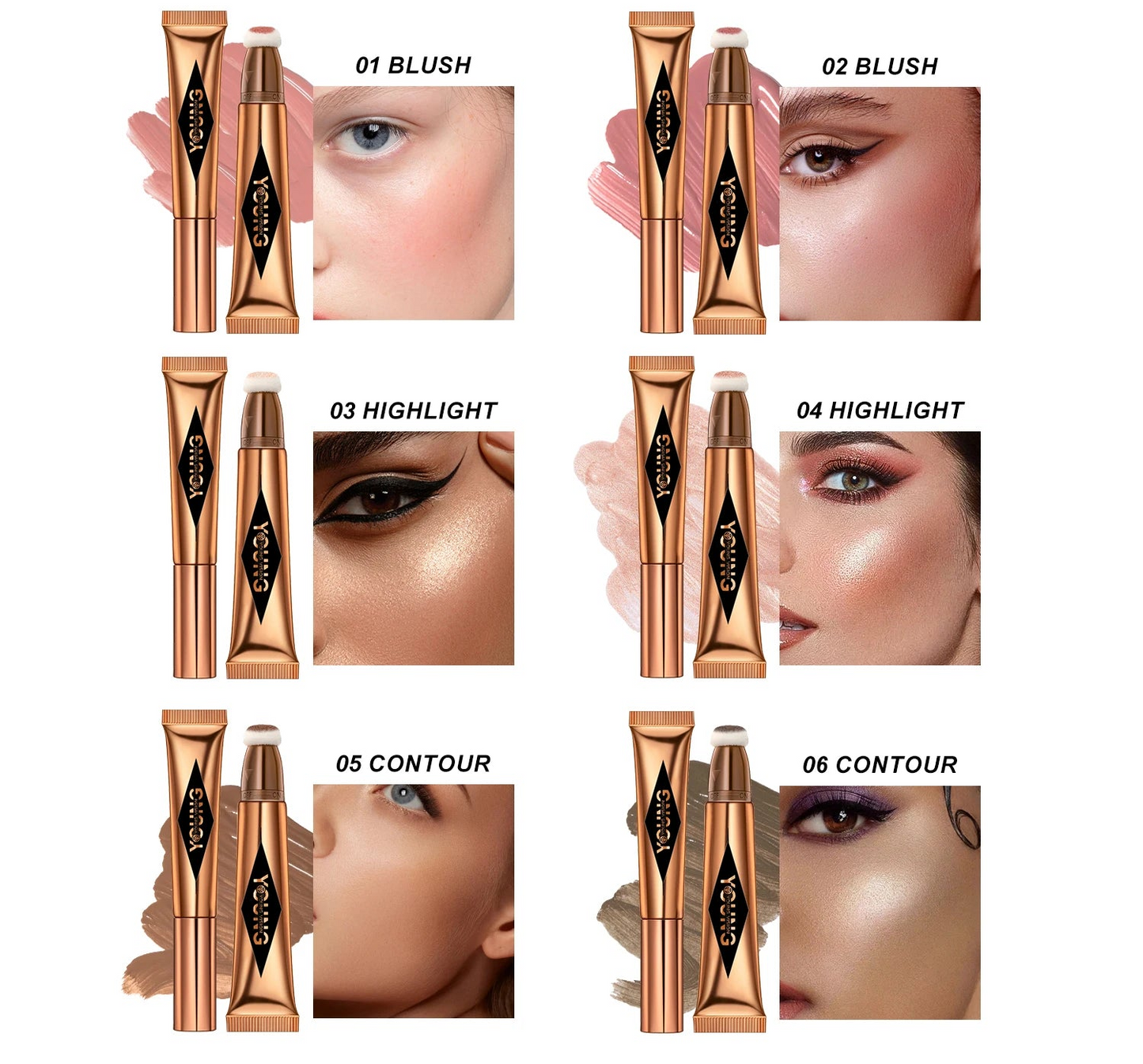 All-in-One Makeup Set - Air Cushion, Rouge, High Gloss & Blush (6 Colors)