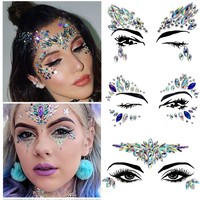 Festival Face Gems – 3D Rhinestone Glitter Stickers