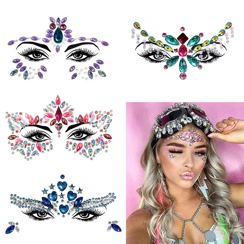 Festival Face Gems – 3D Rhinestone Glitter Stickers