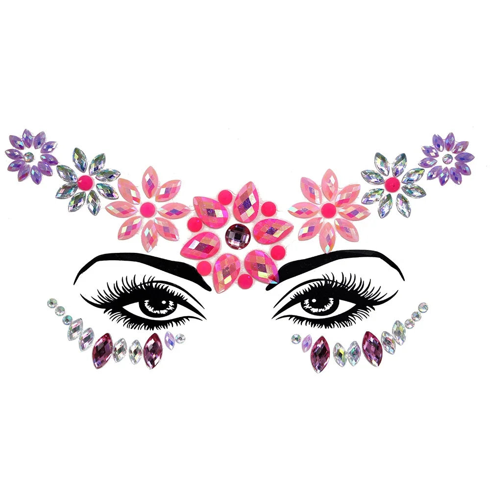 Festival Face Gems – 3D Rhinestone Glitter Stickers