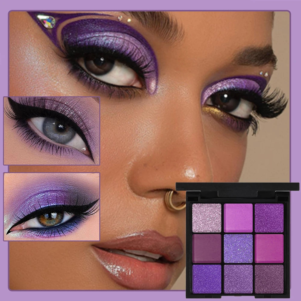 Shimmer & Shine All Day! 9-Grid Long-Lasting Eyeshadow Palette for Women ✨