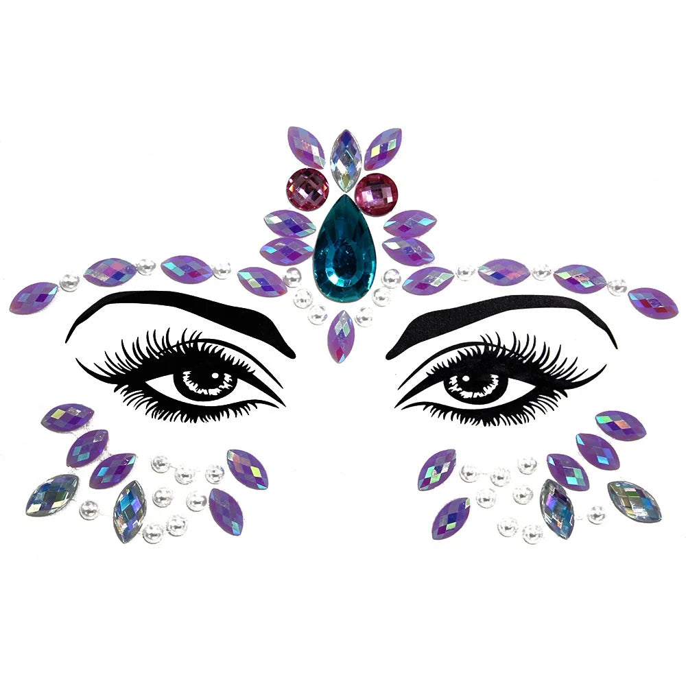Festival Face Gems – 3D Rhinestone Glitter Stickers