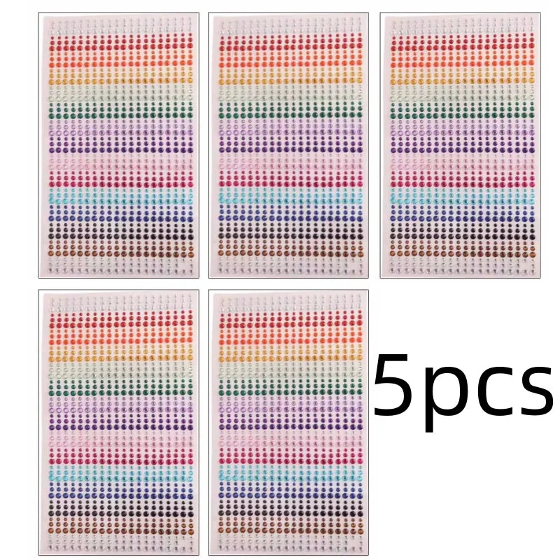 3D Diamond & Pearl Makeup Stickers – Colorful Sparkle for Eyes & Face Festival Glam