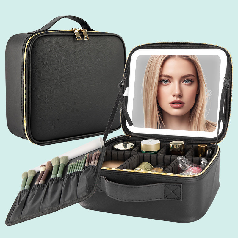 GlowPro™ LED Makeup Case – Sleek Black Edition