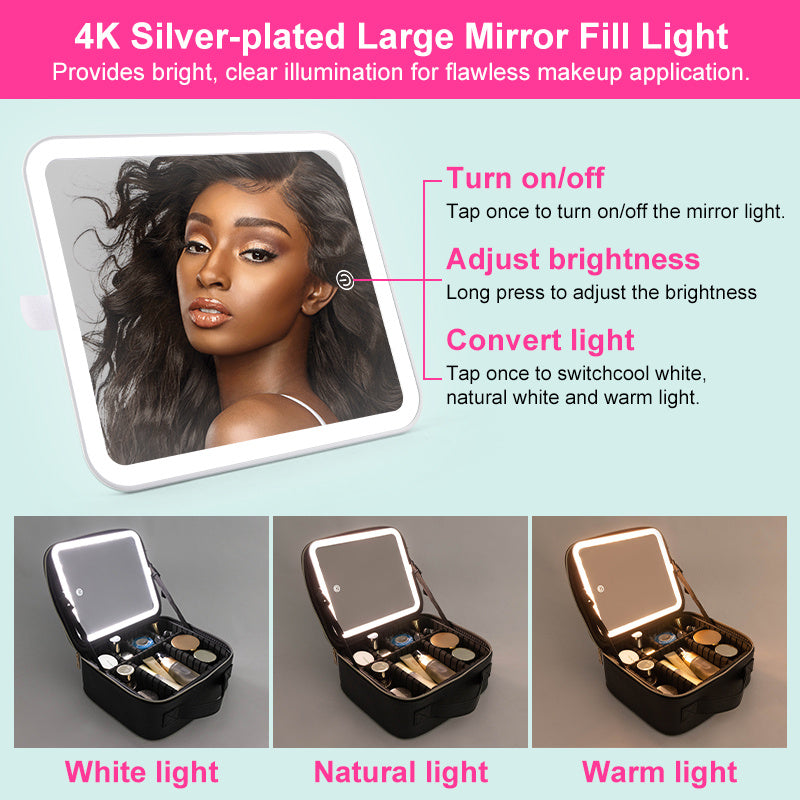 GlowPro™ LED Makeup Case – Sleek Black Edition
